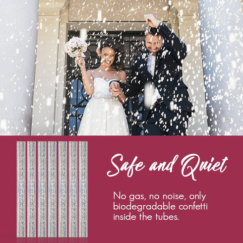 Battife White Confetti Wands 10Pack Tissue Confetti Sticks for Wedding Party Celebrations, Anniversary, Birthday, 7.8inch