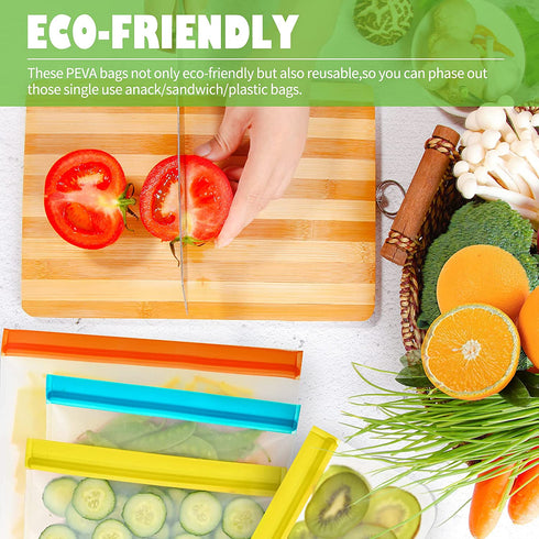 Reusable Food Storage Bags - 20 Pack BPA Free Freezer Bags (4 Reusable Ziplock Bags + 8 Reusable Sandwich Bags + 8 Kids Snack Bags), Super Thick, Leak Proof Resealable Silicone Bags for Meat Fruit