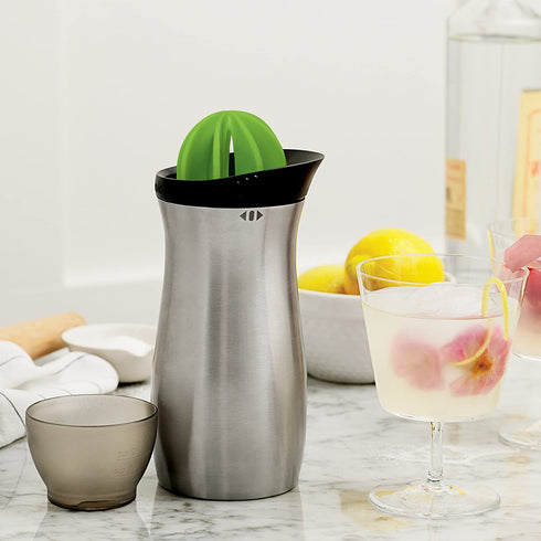 Tovolo Stainless Steel Cocktail Shaker Bar Tool with Built in Citrus Reamer & Strainer