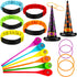 13 Pieces Halloween Egg and Spoon Race Game Set Legged Relay Race Bands Inflatable Witch Hat Ring Toss Game for Kids and Adults Halloween Party Games Outdoor Fun Games Party Lawn Carnival Games