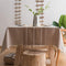 Fhberni Cotton Linen Stitching Tassel Tablecloth Embroidery Square Table Cover for Party Kitchen Dining Room Tabletop Decoration (Light Coffee, 55 x 55 Inch)