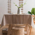 Fhberni Cotton Linen Stitching Tassel Tablecloth Embroidery Square Table Cover for Party Kitchen Dining Room Tabletop Decoration (Light Coffee, 55 x 55 Inch)
