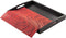 mdaKitchen Serving Tray with Handles and Non-Slip Mat, Wood Large Black Rustic Butler Rectangle Tray for Breakfast in Bed, Ottoman Food Coffee Tea Table Tray for Eating 17" x 13" x 2" (Red)