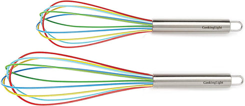 Cooking Light 2 Piece Silicone Whisk Set Multicolor Kitchen Tools, 11" and 9" Balloon
