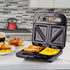 Ovente Electric Indoor Sandwich Grill Maker with Non-Stick Cast Iron Grilling Plates, 750W Countertop Bread Toaster Easy Storage & Clean Perfect for Breakfast Grilled Cheese Egg & Steak, Black GPS401B