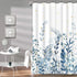 Blue and Grey Shower Curtain, Floral Shower Curtain with 12 Hooks, Teal Plant Shower Curtain, Botanical Nature Leaf Shower Curtain, Waterproof Shower Curtains for Bathroom