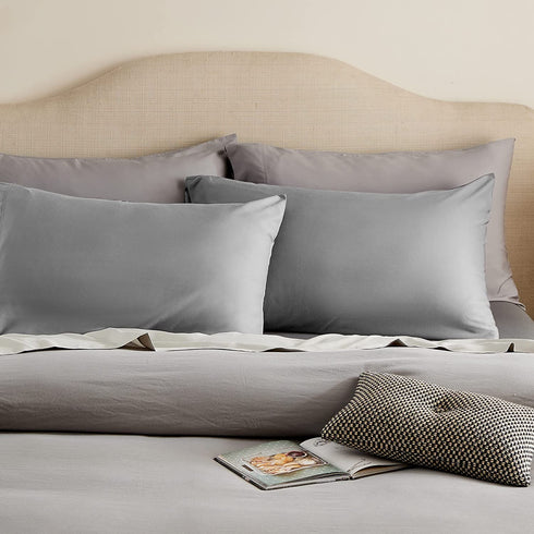 Bedsure Bamboo King Size Pillow Cases 2 Pack - Silver Grey Cooling Pillowcases Set of 2 with Envelope Closure, Cool and Breathable Pillow Case, 20x40 inches