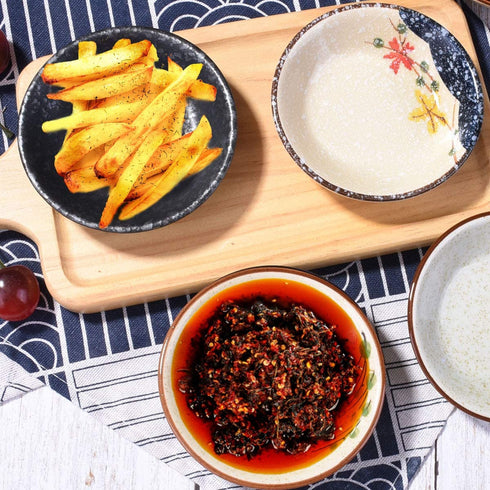 Side Dishes set of 5, Japanese Retro Porcelain Side Dish Bowl Seasoning Dishes Soy Dipping Sauce Dishes