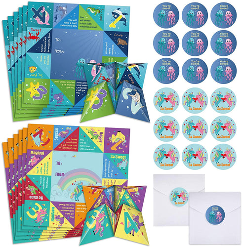 36 Pieces Valentines Cootie Catcher Games Valentine Origami Games Valentines Cootie Catcher Paper Fortune Cards Teller Paper with Envelopes and Stickers for School Classroom Valentines Party Favors