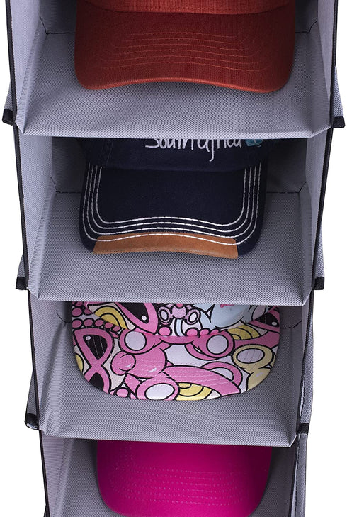 WRITENBACO Hanging Closet Hat Rack 10 Shelf Organizer, Baseball Caps and Hats Storage Holder (Grey)