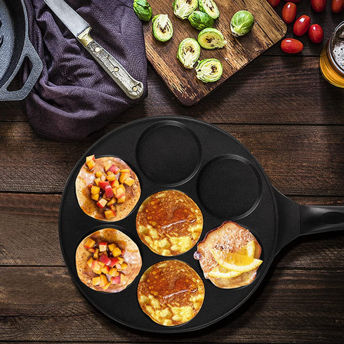 Nonstick Pancake Pan For Kids-pancake Griddle With 7-mold Design-KRETAELY Mini Pancake Maker With 100% PFOA Free Coating-black