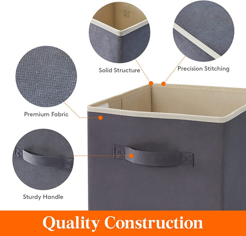 Lifewit Collapsible Storage Cubes 11 Inch Foldable Fabric Bins Multi-Color Organizers Decorative Organizing Baskets for Shelves for Closet, Utility Room, Storage Room Set of 6 Grey