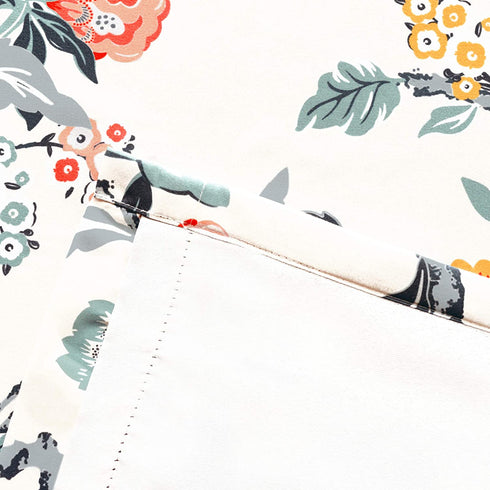 DriftAway Ada Botanical Print Lined Flower Leaf Thermal Insulated Window Valance Rod Pocket 52 Inch by 14 Inch Plus 1.75 Inch Header Ivory Orange Teal 1 Pack