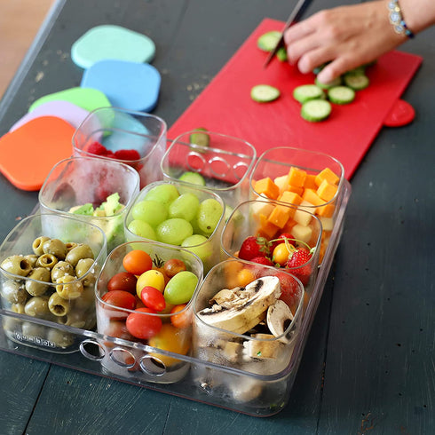 Yumbox Chop Chop Glass Meal Prep Food Storage Cubes 12oz - Juicy Pink