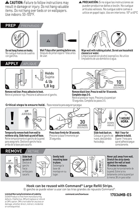 Command Large Double Wall Hook, Matte Black, Decorate Damage-Free