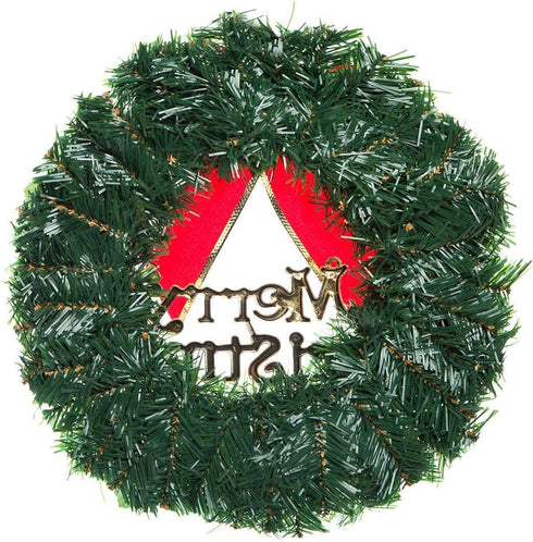 Tvoip Christmas Wreath Merry Christmas 12 Iches Front Door Ornament Wall Artificial Pine Garland for Party Decor