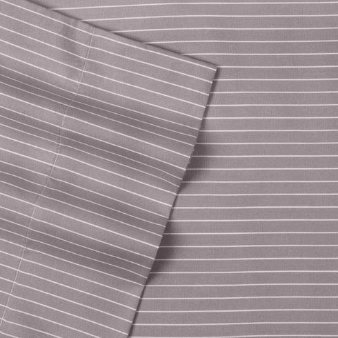 Twin Size Bed Sheets - 4 Piece 1500 Thread Count Fine Brushed Microfiber Deep Pocket Twin Sheet Set Bedding - 1 EXTRA PILLOW CASES, GREAT VALUE, Twin, Pinstripe Gray