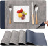 Myir JUN Placemats Washable, Place Mats Faux Leather Double Side , Placemat Easy to Clean Heat Resistant, Table Mat Waterproof Stain Resistant Wipeable , Anti-Slip Table Mats Set of 4 (Grey/Blue)