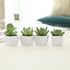 MyGift Mini Assorted Artificial Succulent Fake Indoor House Plants in Square White Ceramic Pots, Set of 4