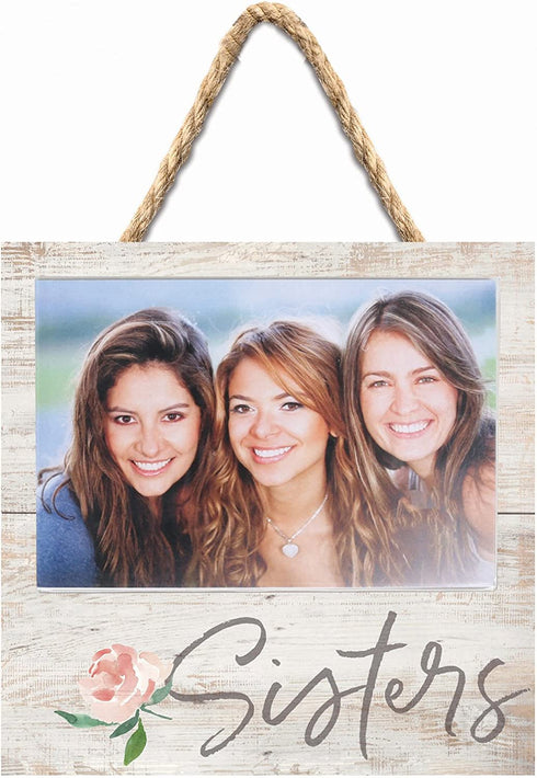 P. Graham Dunn Sisters Floral Whitewash 7 x 7 Inch Pine Wood Wall Hanging Photo Pallet Frame