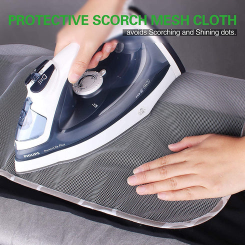 SUNKLOOF Extra Thick Ironing Board Cover and Pad, Resist Scorching and Staining, 15x54 Reflective Silicone Ironing Board Cover, Elastic Edges, 4 Fasteners, Large Protective Scorch Mesh Cloth
