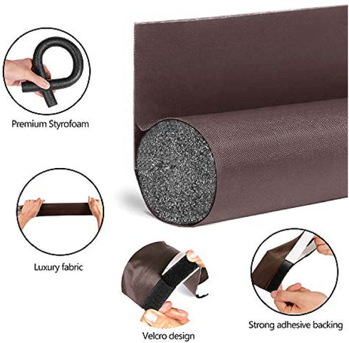 Lazy Monk Foam Door Draft Stopper 32 - 36 Inch Bottom Gap Filler One Sided, Under Door Breeze Blocker Weather Strip Cold Warm Air Wind Insulator Seal, Sliding Door Noise Reduction Sound Proof Cover