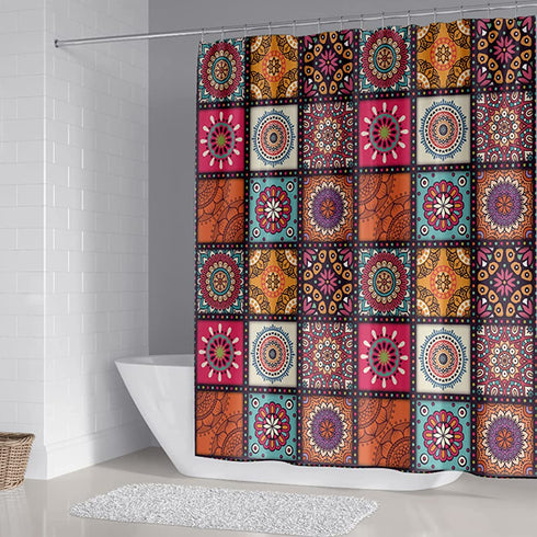 Shower Curtain, Boho Shower Curtains for Bathroom, Water Repellent Stall Shower Curtain, Machine Washable Fabric Shower Curtain 72"x72" with 12 Hooks for Home Bathroom