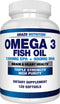 Omega 3 Fish Oil 4,080mg - High EPA 1200mg + DHA 900mg Triple Strength Burpless Softgels - Arazo Nutrition (120 Soft Gels)