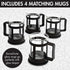Primula Half Moon Teapot Set with 4 Tea Cups, Removable Infuser, Borosilicate Glass Tea Maker, Stainless Steel Filter, Dishwasher Safe, 40-Ounce, Tea Gift Set, Tea Set for Service of 4 Adults