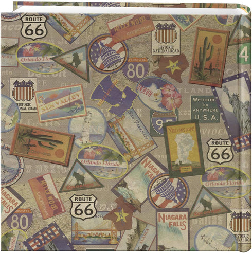 Pioneer Photo Albums DA-200MAP/TS 200-Pocket Photo Album with Printed Travel Design Cover, Travel Stickers