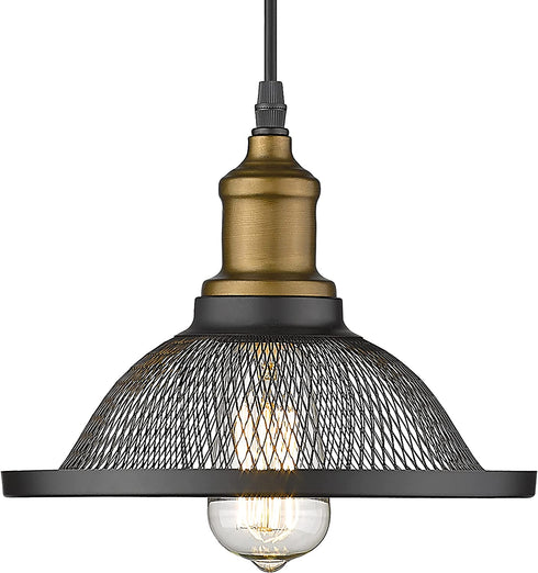 YEEHOME Industrial Pendant Light,1-Light Hanging Light Fixture, Black Metal Wire Cage Pendant for Kitchen Island, Office, Restaurants, Hotel