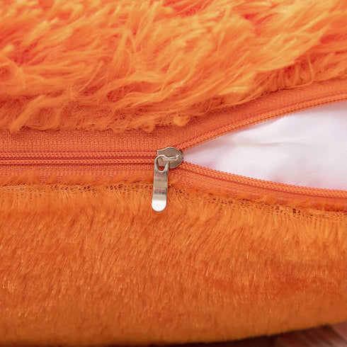MIULEE Pack of 2 Luxury Faux Fur Fluffy Throw Pillow Covers Set Soft Deluxe Decorative Plush Fleece Pillowcases for Cushion Couch Sofa Bedroom Home 24 x 24 Inch Orange