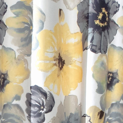Lush Decor Leah Shower Curtain-Bathroom Flower Floral Large Blooms Fabric Print Design, 72 x 72, Yellow/Gray