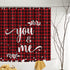 AVOIN colorlife Valentine's Day Red Shower Curtain, 72 x 72 Inch You and Me Buffalo Plaid Decorative Waterproof Bath Curtain Set with 12 Hooks
