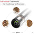 Electric Pepper Grinder or Salt Grinder - Battery Operated Stainless Steel Pepper Mill with Light - One Handed Operation - Adjustable Ceramic Grinder