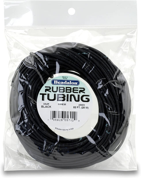 Beadalon JRT4.0BLK-25M Rubber Tubing 4.0mm Black, 25-Meter