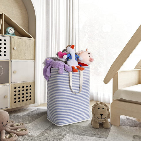 ZERO JET LAG 72L Laundry Hamper with Handles Large Laundry Basket Laundry Bin Collapsable Dirty Clothes Basket Laundry Bag Foldable Dirty Hamper (Striped Blue)