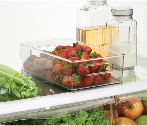 iDesign Plastic Portable Deep Storage Bin with Handles for Organizing Refrigerator, Freezer, Pantry, BPA-Free, Clear