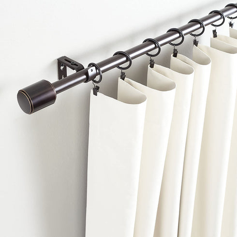 Amazon Basics 1-Inch Wall Curtain Rod with Cap Finials - 36 to 72 Inch, Dark Bronze (Espresso)
