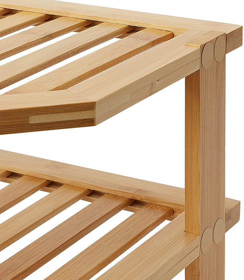 Casafield 3-Tier Bamboo Corner Shelf, Kitchen Cabinet and Countertop Storage Organizer