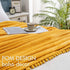 MIULEE Fleece Throw Blanket with Pompom Tassel for Halloween Soft Flannel Cozy Mustard Yellow Bed Blanket Fuzzy Plush Warm Farmhouse Boho Decor for Couch Sofa Bed Throw Size 50"x60"