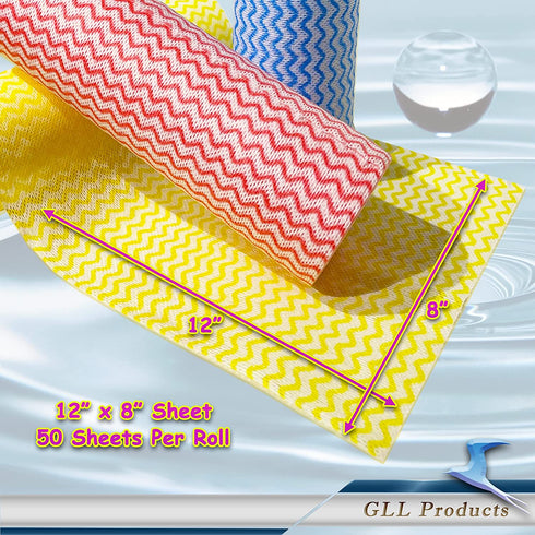 Cleaning Cloths Roll Wipe Sheet, Reusable Wash-Cloth Cleaning Rags, Disposable Dish Cloths for Cleaning Towel, Reusable Paper Towels for Kitchen ( Pack of 3-Rolls, 150-Sheets Total )