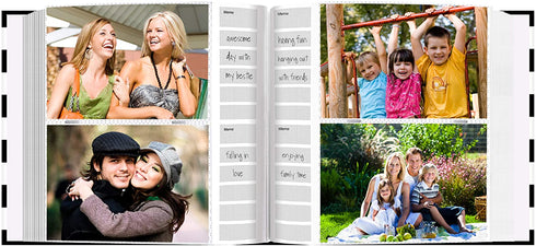 Pioneer Photo Albums Golden Memories Black and White Striped 200 pkt 4x6 Photo Album, Pocket, Gold