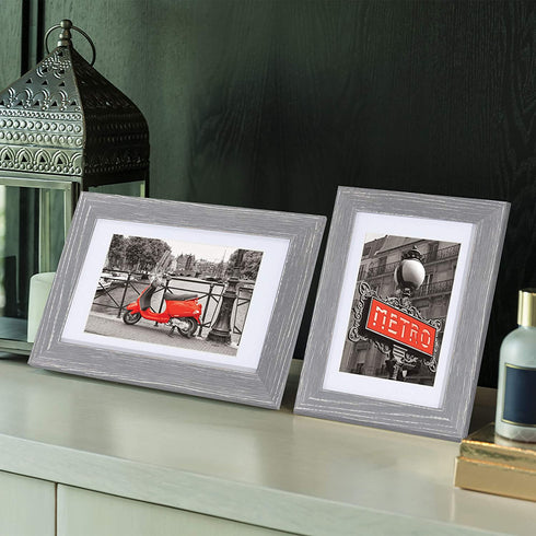 Hongkee 4x6 Picture Frame,Made of Solid Wood and High Definition Glass,Set of 4 Washed Grey(HK012015-SD4X6-WG(4PK))