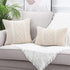 MANDIOO Cotton Knitted Beige Decorative Throw Pillow Covers Soft Cozy Outdoor Cushion Cases Luxury Modern Pillowcases for Couch Sofa Bed 18x18 Inches