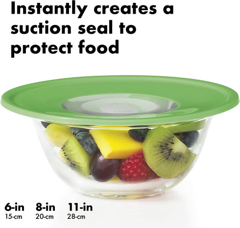 OXO Good Grips 3 Piece Reusable Silicone Lid and Splatter Guard Set, Green, (S, M, & L - 3 Piece Set)