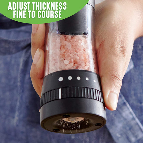 GreenLife Salt and Pepper Grinder, Mess-Free Ratchet Mill, Adjustable Coarseness and Easily Refillable, Red