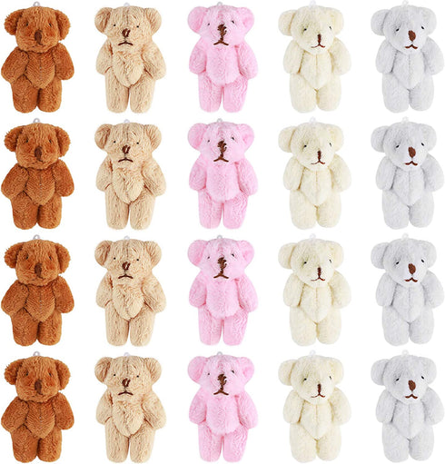 20 Pieces Mini Stuffed Bears Small Plush Doll Bears Soft Animal Toys Tiny Bears for 2021 Graduation Birthday Wedding Decorations Party Favors (Basic Style)