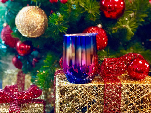 CHILLOUT LIFE Stainless Steel Wine Tumblers 2 Pack 12 oz - Double Wall Vacuum Insulated Wine Cups with Lids and Straws Set for Coffee, Wine, Cocktails (Rainbow)