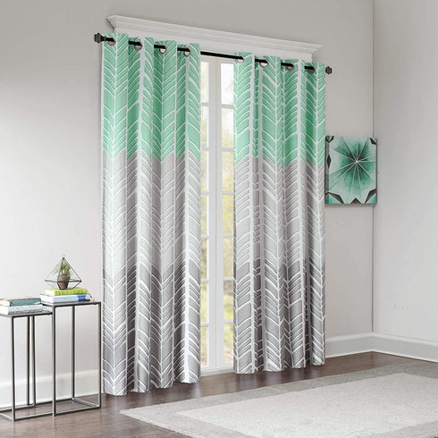 Intelligent Design Adel Blackout Bedroom, Casual Window Living Room, Family, Geometric Grommet Room Darkening Black Out Curtain 1-Panel Pack, 50x84, Aqua